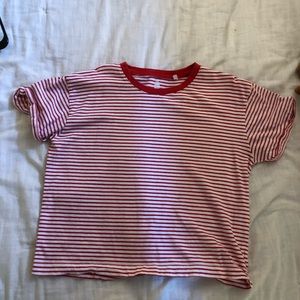 Me to We red striped crop top